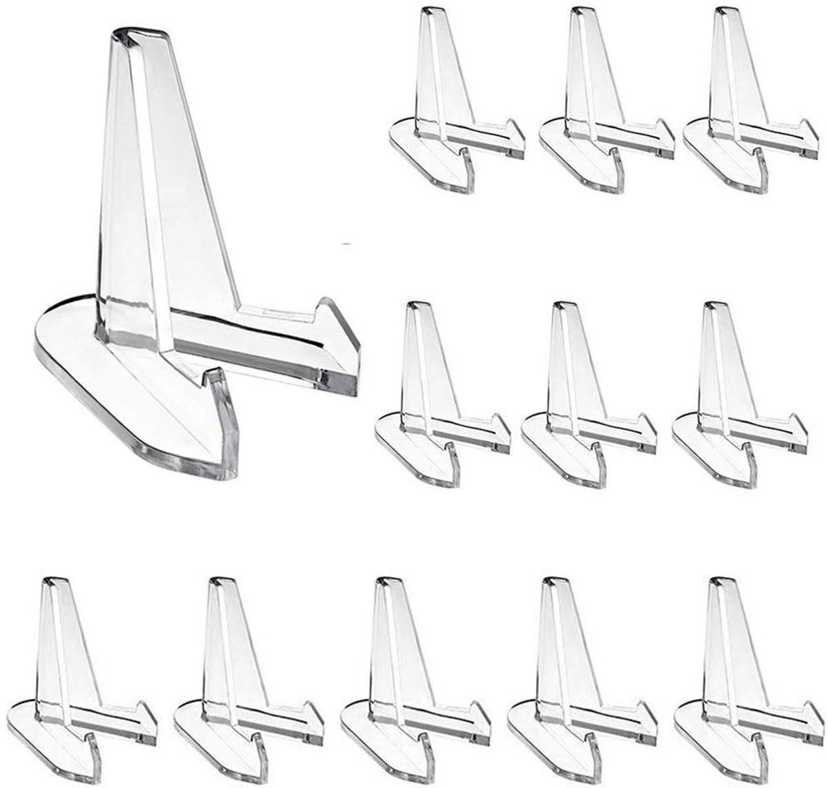 Dailygoods- Display Stands 12 Stuks - Mini Acryl Standaard - Transparant Ontwerp - Stabiele Plaat Ezels - Geschikt voor Munten/Fotos/Schelpen - Compact en Makkelijk Op Te Bergen - Presentatiestandaard