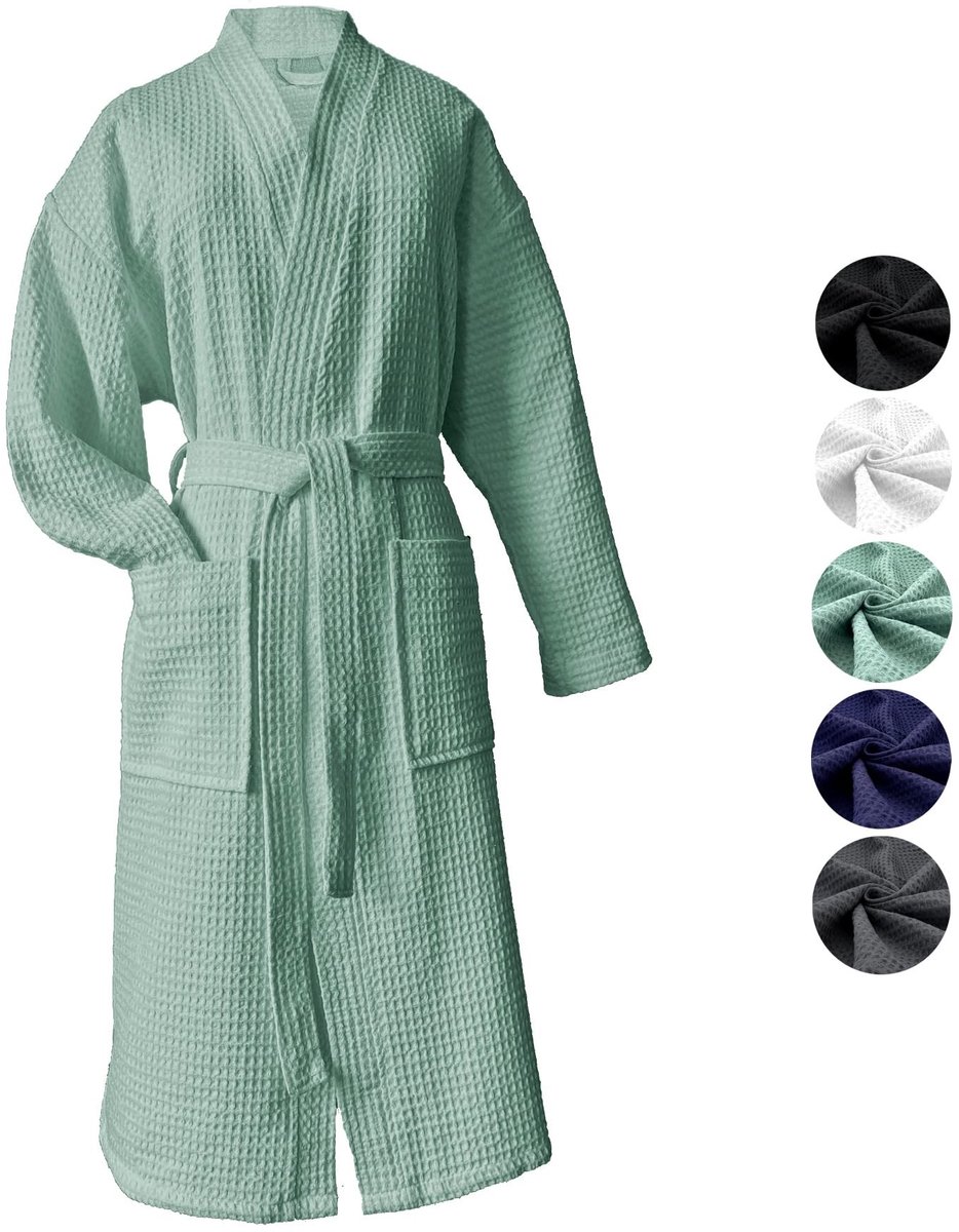 Dailygoods- Badjas Wafelpiqué Lichtgewicht - Reisbadjas - Ochtendjas/Kimono - Sneldrogend 