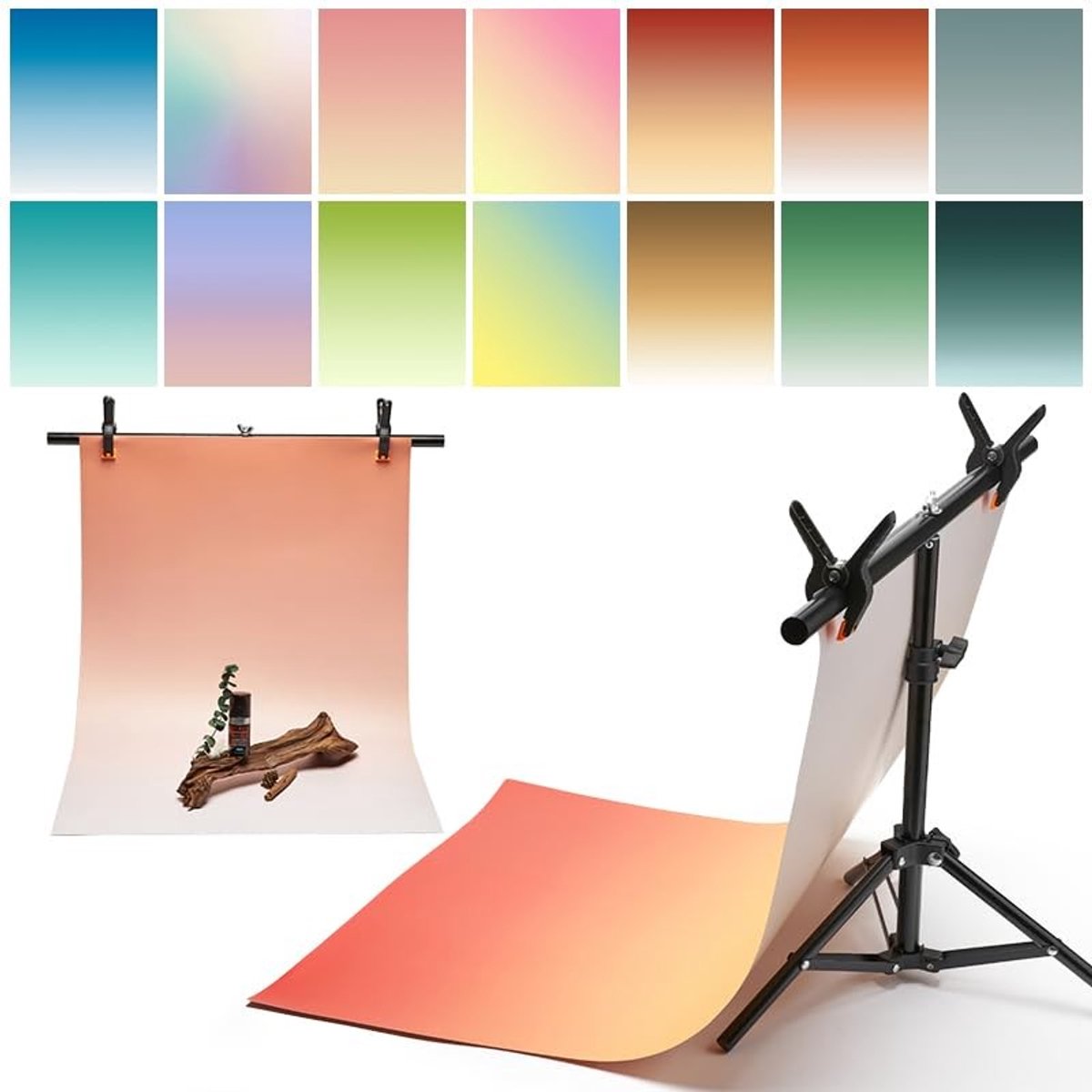 Dailygoods- Achtergrondpapier Dubbelzijdig Waterdicht - Fotografie Achtergrond - 7 Stuks - Geleidelijke Morandi Kleur - Luxe Stand - 34x23 Inch - Fotografieachtergrond