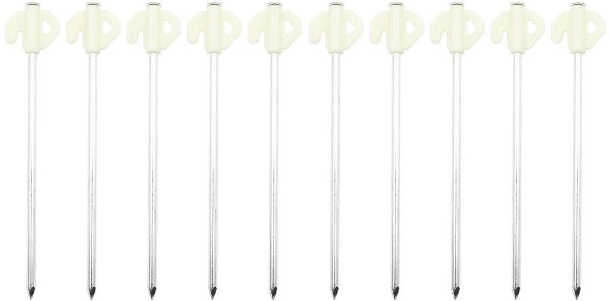 Dailygoods- Haringen 10 Stuks - Glow Haringen - Metalen Staal - T-strap Ontwerp - Geschikt voor Kamperen - Afmetingen 20 x 6 cm - Tentharing