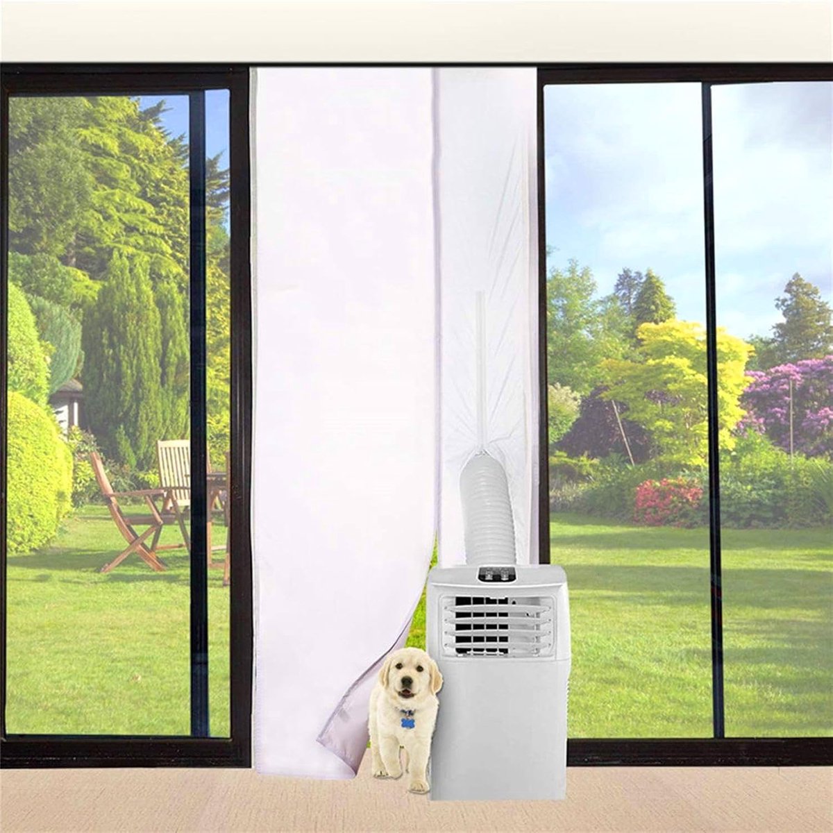 Airco Raamafdichtingskit Voor Schuifdeuren | 210x90cm Verstelbaar Oxford Doek | Luchtdichte Afdichting Zonder Luchtlekkage | Voor Mobiele Airco Droger Slaapkamer Keuken Camper | Eenvoudig Te Monteren | Voor De Meeste Mobiele Airco's| Cyslmuk® thumbnail 2
