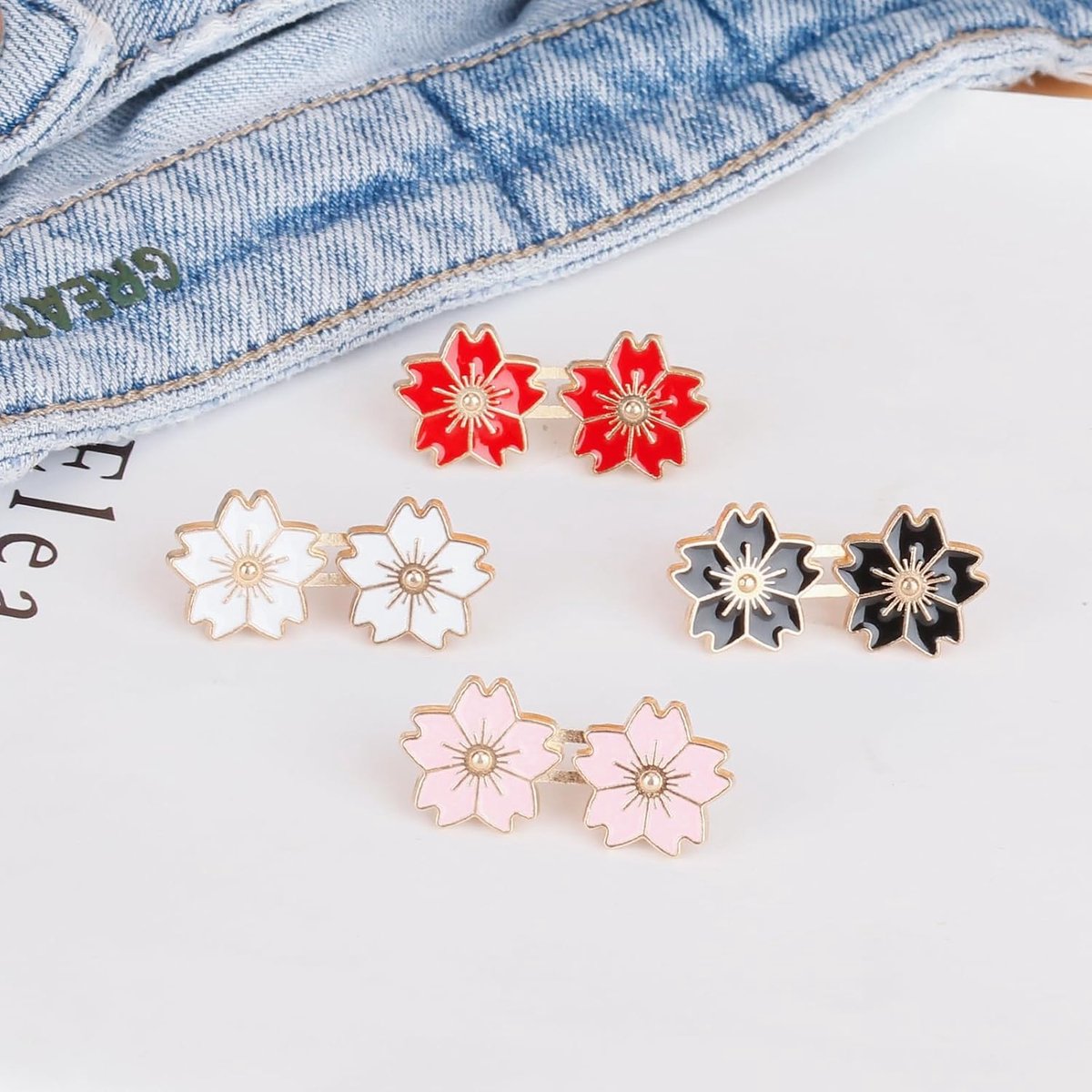 4 Stuks Knoopsgat Verlenger - Broektailleriemverstrakker - Broekverkleiner - Afneembare Jeansknopen - Tailleversteller voor Broeken - Verstelbare Instant Knopspelden - Met Kersenbloesems - Voor Jeans, Broeken, Rokken en Mouwen — cadeau in Cadeau-ideeën - foto 8