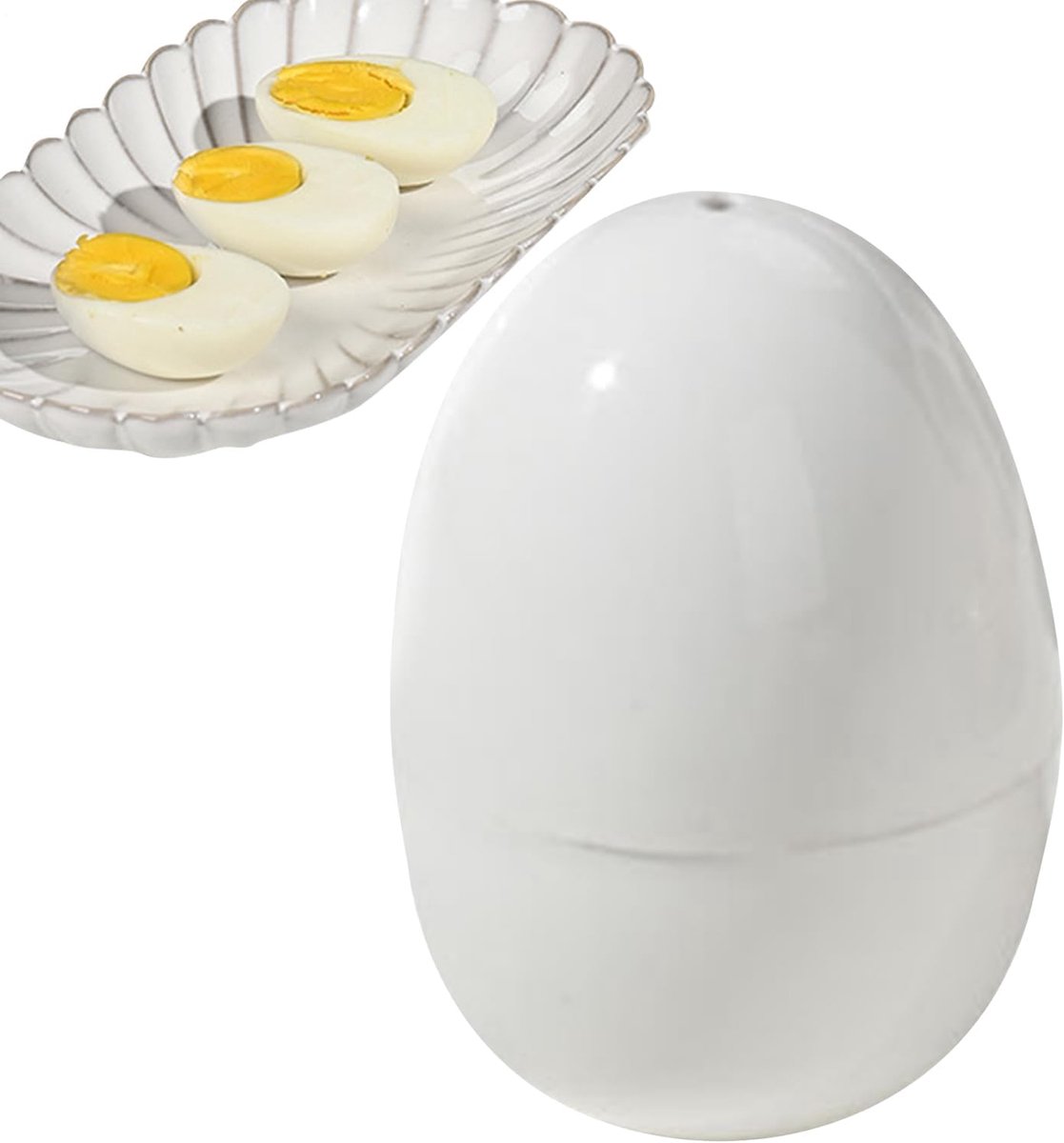 Eierketel Magnetron - Stoomkoker Eieren - Snel Ontbijt - Voorkomt Scheuren - 4 Eieren - Wit