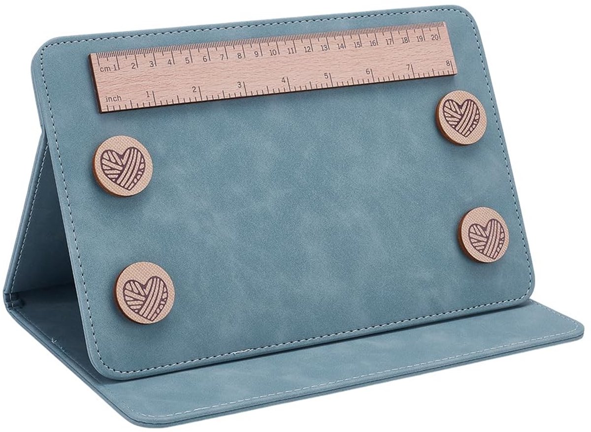 Dailygoods- Patroonhouder Opvouwbaar - Breipatroonhouder - Verstelbare Display Board - Naaien Grafiek Keeper - Inclusief Liniaal - Cadet Blauw 262x175x15mm - Breipatroon