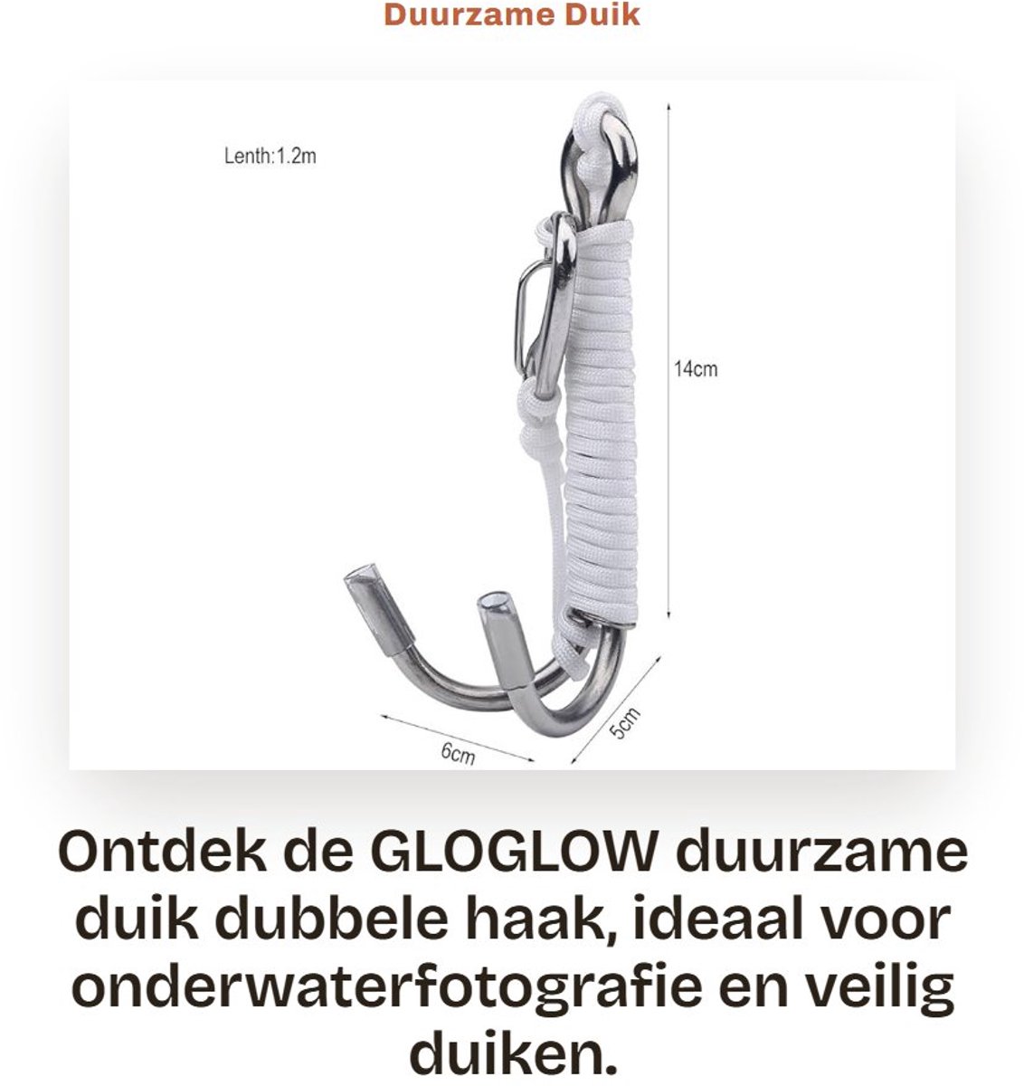 Dailygoods- Duikhaak Schokbestendig - Dubbele Haak - Roestvrij Staal - Veiligheidsmateriaal - Onderwaterfotografie - Voor sterke stromingen - Duikaccessoire