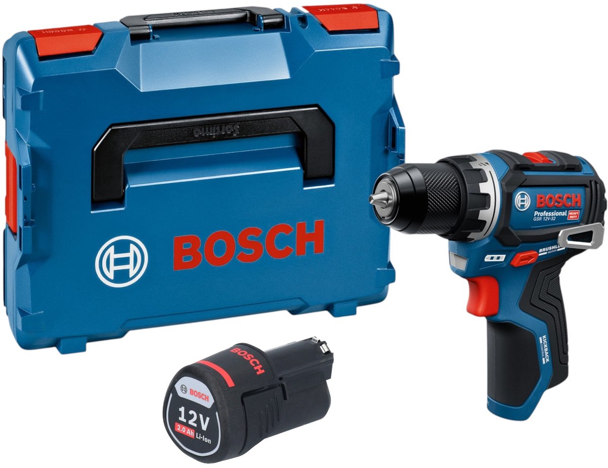 Bosch GSR 12V-32 Professional accuboormachine 12 V 32 Nm borstelloos + 1x accu 2,0 Ah + L-Boxx - zonder oplader