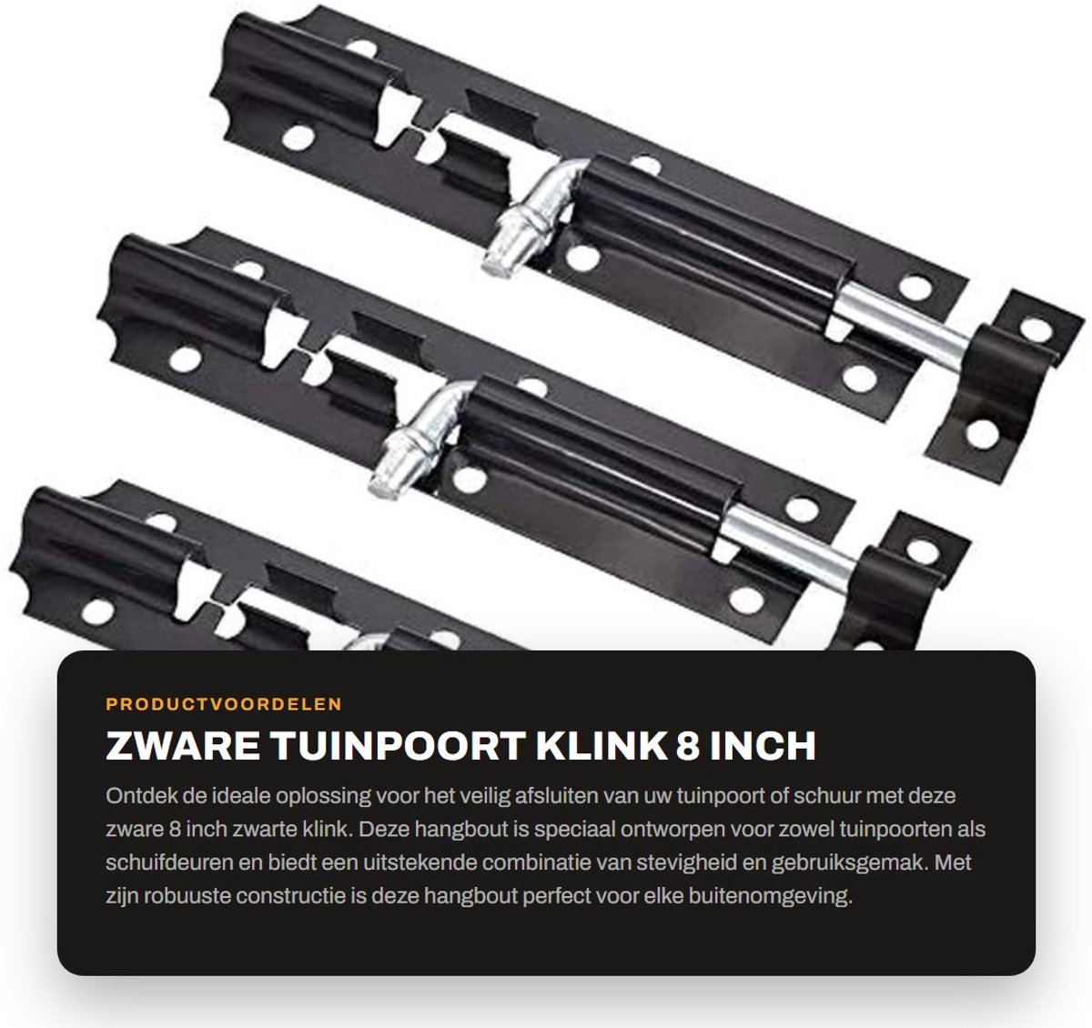 Dailygoods- Torenbolt 8" - Sterke Hangbout - Tuinpoort/Schuurdeur - Eenvoudig te Monteren 