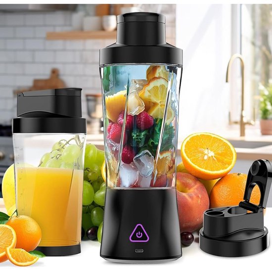 Ploutus® Blender To Go - Oplaadbare Shake Blender - Mini Blender Draadloos - Zwart - 10cm x 10cm x 30cm van Ploutos — afbeelding 5