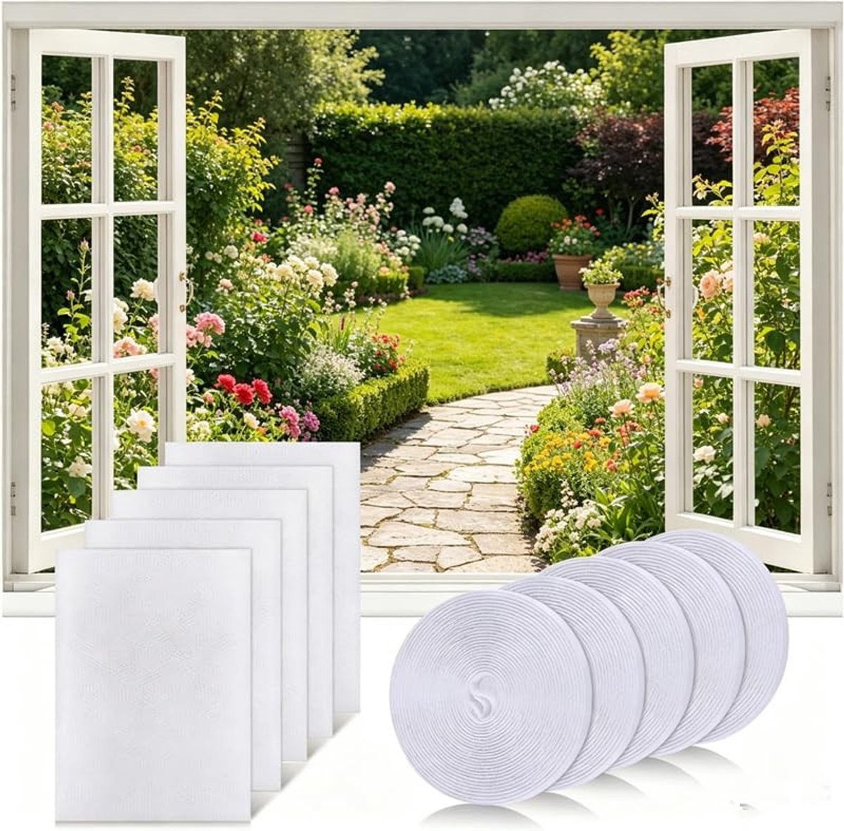 Dailygoods- Vliegengaas Hoge Dichtheid - Muggengaas - Zelfklevend - 130 x 150 cm - 5 Stuks - Zonder Boren - Muggenhor