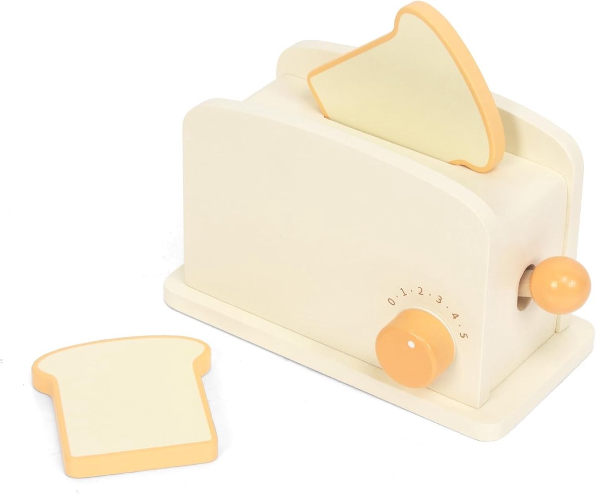 Houten Speelgoed Toaster Set voor Kinderen - Inclusief Broodschijven en Boter - Educatief Rollenspel en Keukenaccessoires