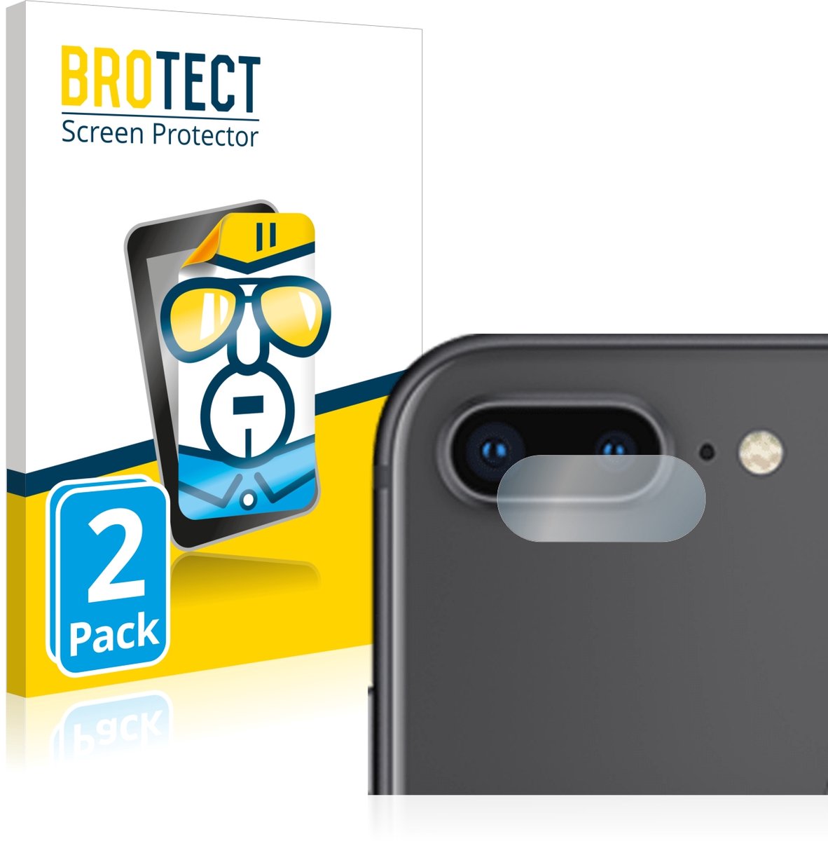 BROTECT - Screenprotector voor Apple iPhone 8 Plus (ALLEEN Camera Lens) - Folie Beschermfolie transparant 2 Stuks