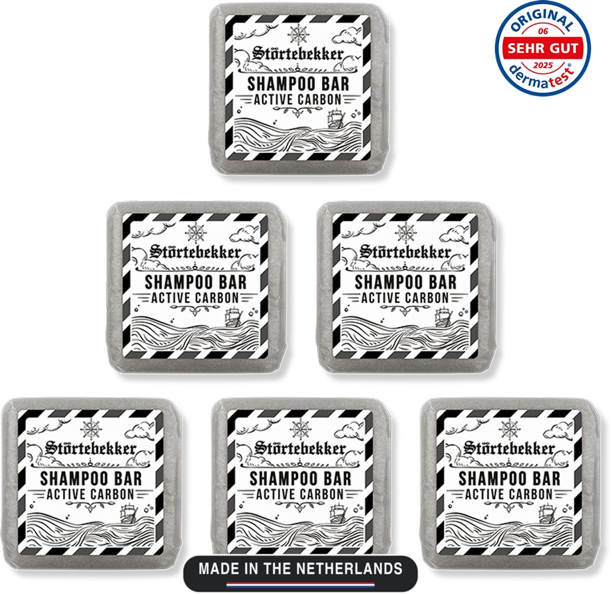 Störtebekker® Premium Shampoo Bar Actieve Kool - Vaste shampoo voor mannen en vrouwen - 3-in-1 douchezeep voor mannen voor haar, hoofdhuid en baard - Hydraterende shampoo - veganistisch, handgemaakt - 100 g Active Carbon Shampoo Bar - Salicylic Acid