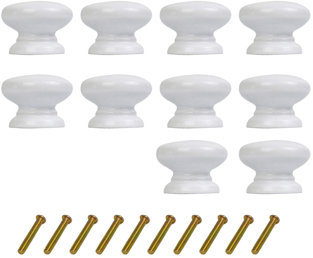 SnelShoppen - 10Pcs Witte Houten Lade Knoppen - Kast Handvatten voor Keuken, Dressoir en Thuiskantoor - Perfect voor DIY Projecten