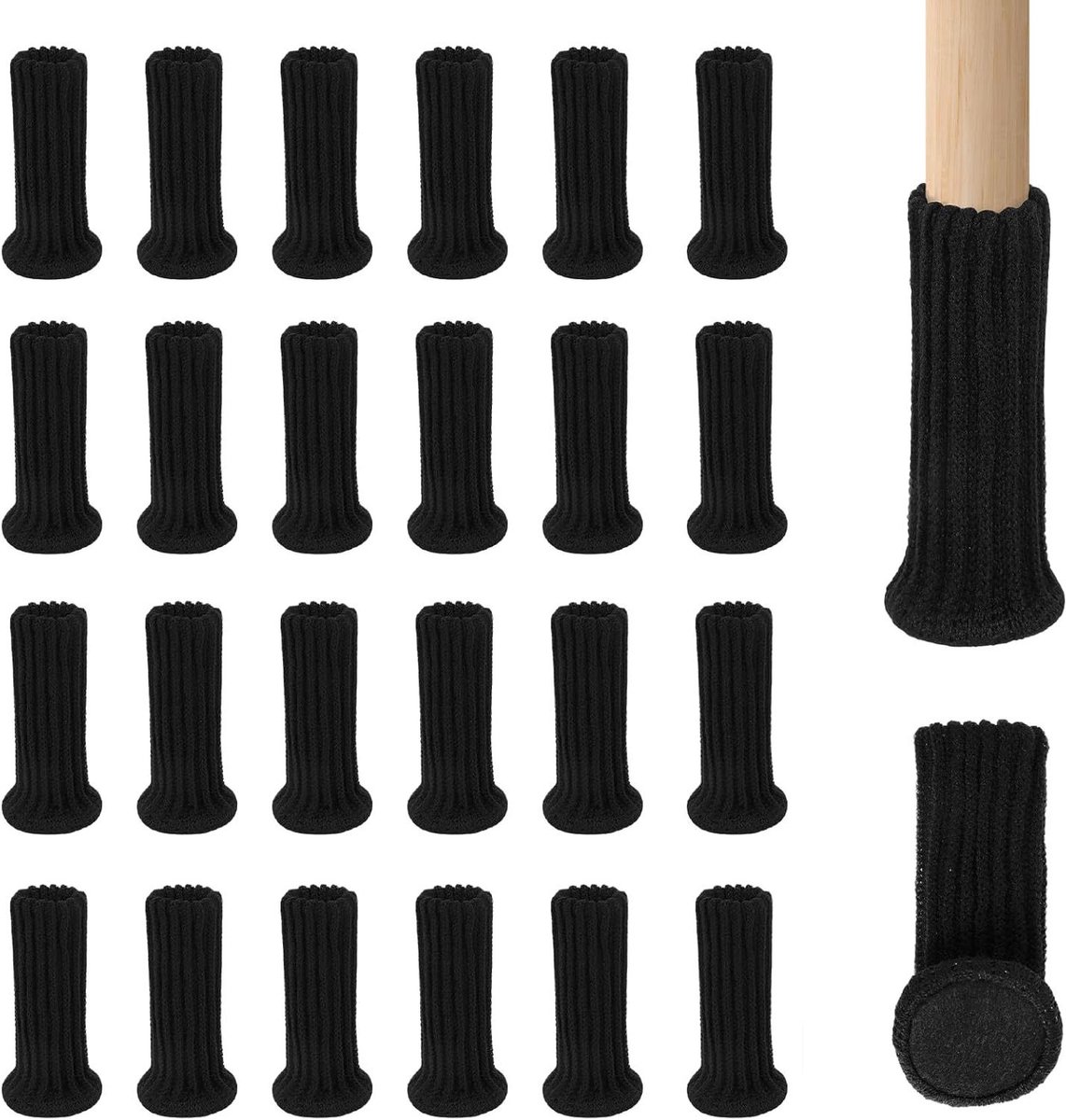 Stoelpootdoppen - Meubelbeschermers - Vloeren Beschermen - Antislip Onderkant - 24 Stuks - Zwart