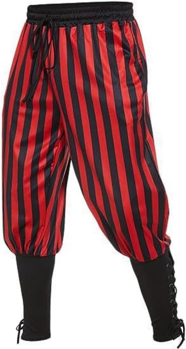 Gothic Viking Renaissance Piratenbroek voor Mannen van Katoen en Linnen met Elastische Taille en Zakken voor Kostuums