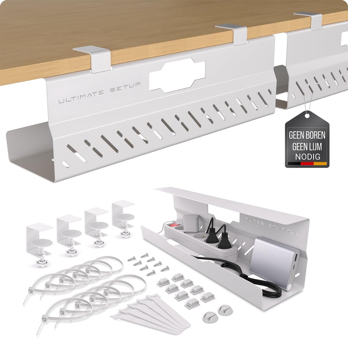 SnelShoppen - Premium kabelgoot bureau zonder boren - Ideaal kabelbeheer voor bureau, Kabelbak bureau, Kabelgeleiding tafel, Kabel organizer en kabelh