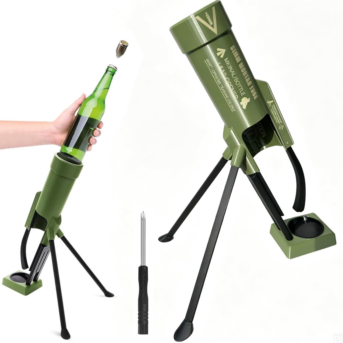 SnelShoppen - Flesopener Vijzelvorm 51 mm - Automatische Kroonkurkuitworp met Drukmechanisme - Voor Thuis, Feesten, Bars en Decoratie
