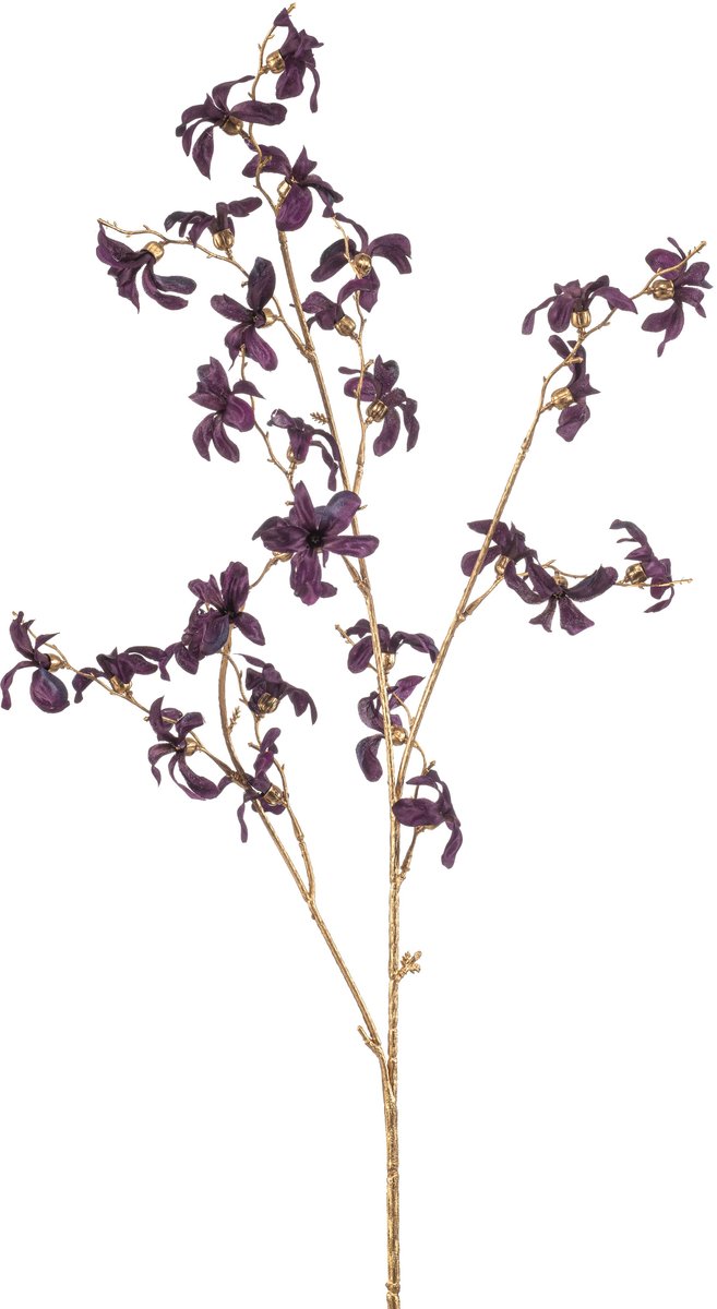 Emerald Kunstbloem Forsythia 85cm paars/goud - Kunstplant voor binnen