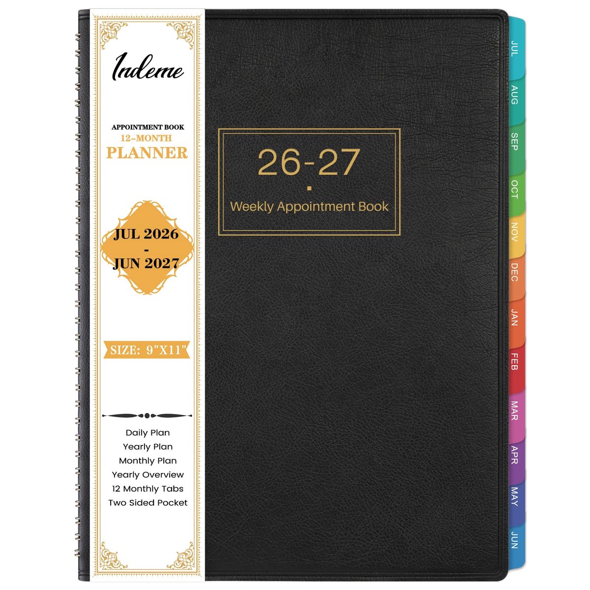 SnelShoppen - A4 Afsprakendagboek 2025-2026 - Weekplanner Softcover met 15-minuten intervallen - Zwart - Handig afsprakenboek voor al je afspraken en