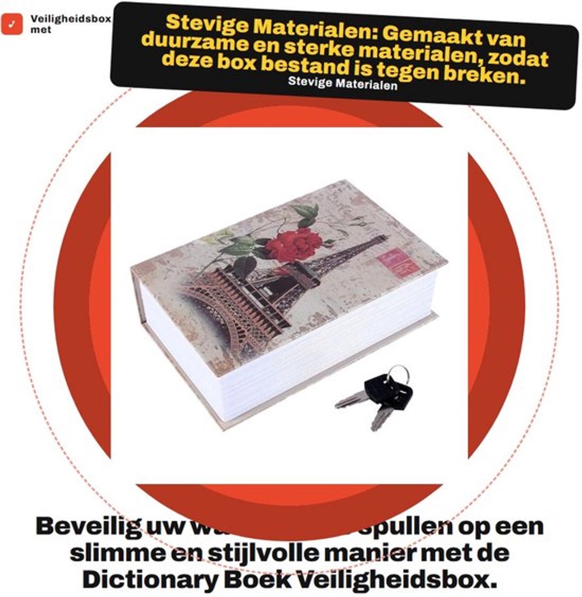 Boek Veilig - Veiligheidsbox - Verstevigd Materiaal - Vergrendelbare Opbergbox - Sleutel en Combinatieslot - Discretie en Veiligheid - Versteekboek