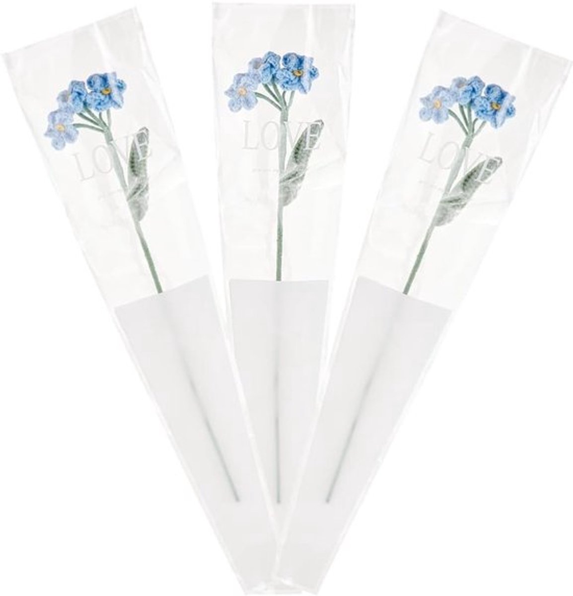 SnelShoppen - 3pcs Haakwerk Vergeet-mij-niet Bloemen Lichtblauw Handgemaakt Kunstbloem Bou