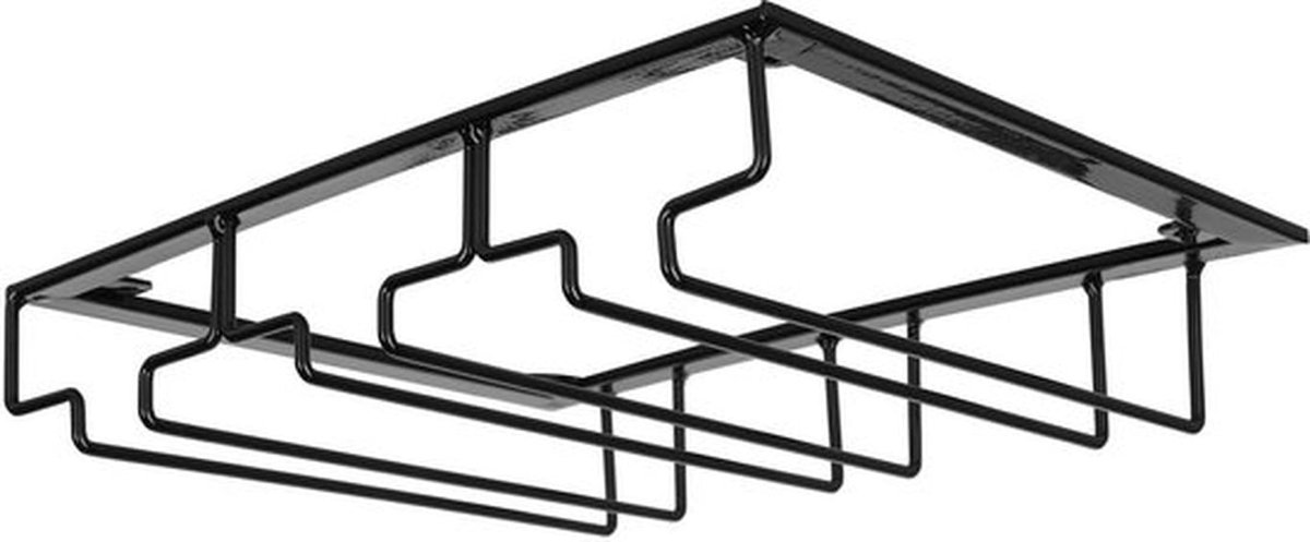 Bekerhouder Ruimtebesparend Design - Wijnglashouder - Glashouder voor Champagneglazen - 3 Rails - Duurzaam Hoogwaardig IJzer - 30 x 22,5 x 5,5 cm