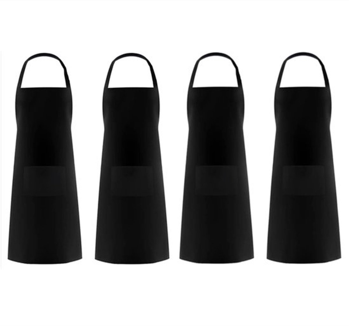 Kookschort Waterdicht - 4 Stuks - Keukenschort met Zakken - Voor Dames/Heren - Veilig Natuurlijke Materialen - Zwart - Schort