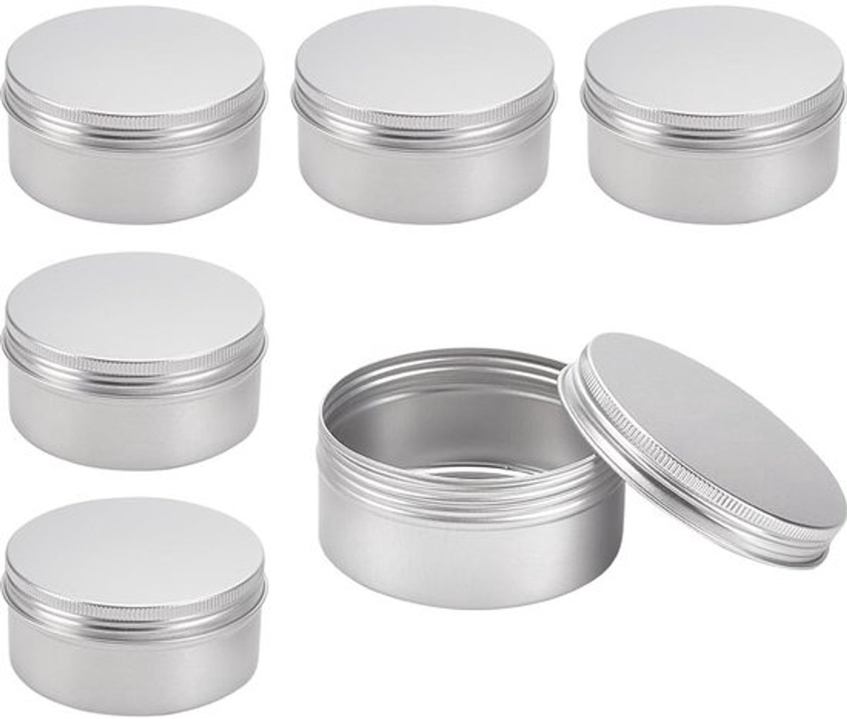 Aluminium Blikjes 200 ml - 6 Stuks - Schroefdeksel - Duurzaam Aluminium - Ronde Blikjes - Voor Specerijen en Knutselbenodigdheden - Opbergblikjes