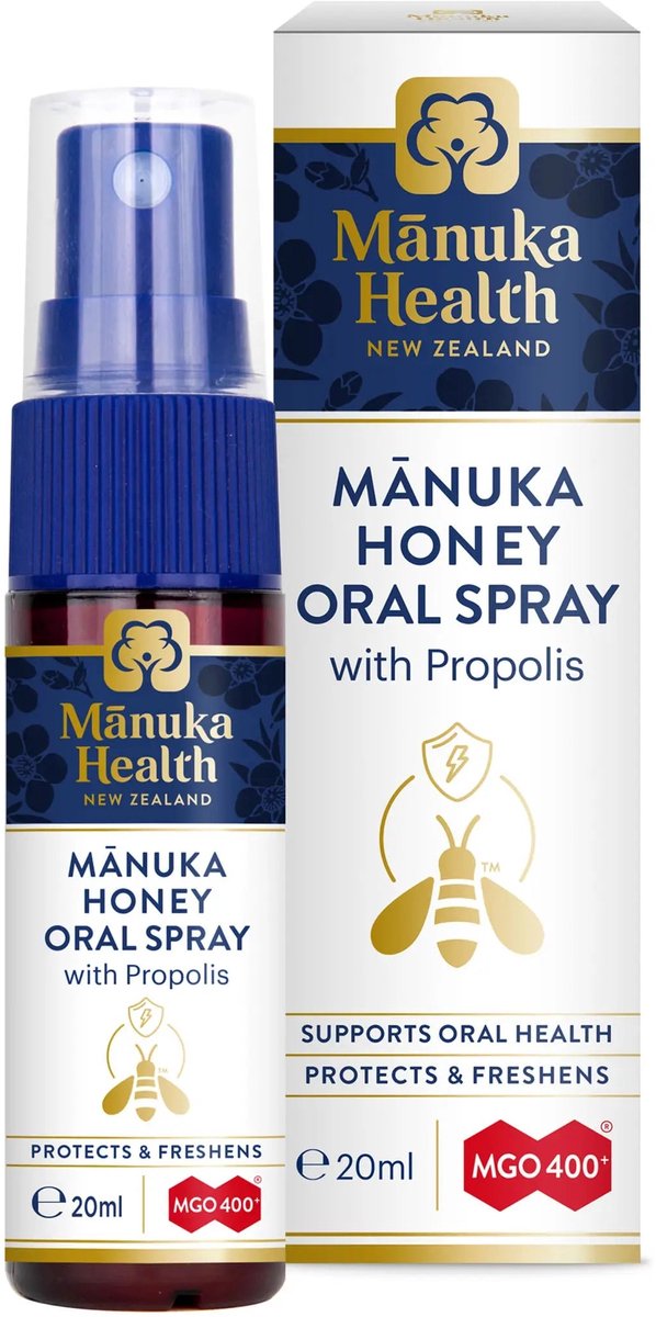 Manukahoning MGO 400+ - Mondspray - Manuka Health - 20ml - Propolis Manuka - Manuka Spray - Propolis keelspray