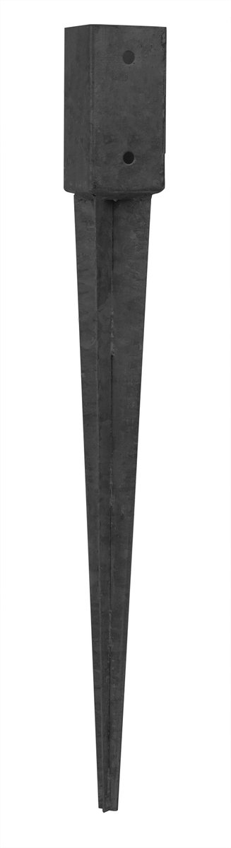 Paalhouder met punt Zwart Gecoat 7.1 x 7.1 x 75 cm | Per Stuk
