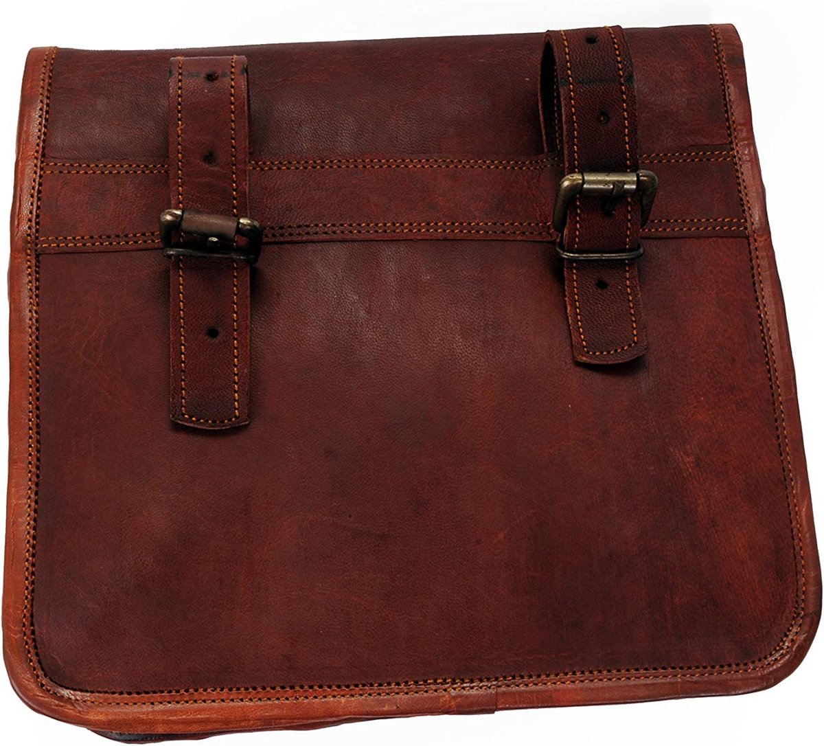 SnelShoppen - Leren Motorbagage Handbagage Tas met 3 Vakken, 25x33x10 cm, Ideaal voor Reizen, Weekendje Weg, Sport en Vrije Tijd, Blauw