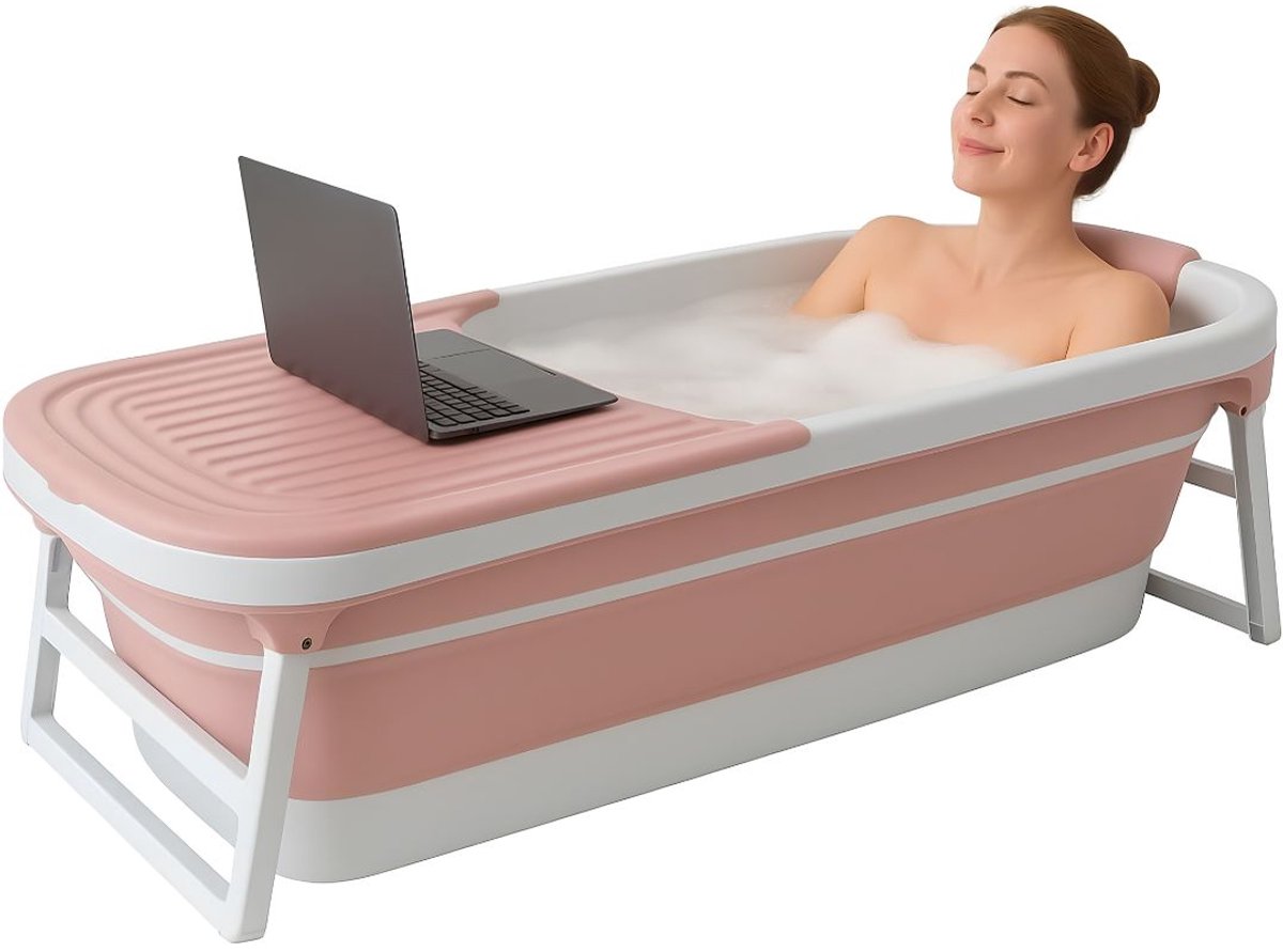NIVA® Opvouwbaar Bad - Opvouwbaar Bad XXL - Inklapbaar Bad voor Volwassenen - Roze - 159cm x 61cm x 54cm