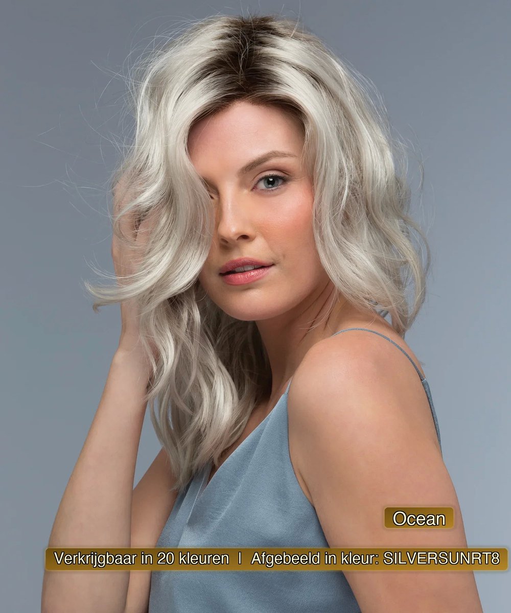Estetica Designs Ocean Synthetisch Haarwerk - Front Lace Line, Zilvergrijs (SILVERSUNRT8), Kort
