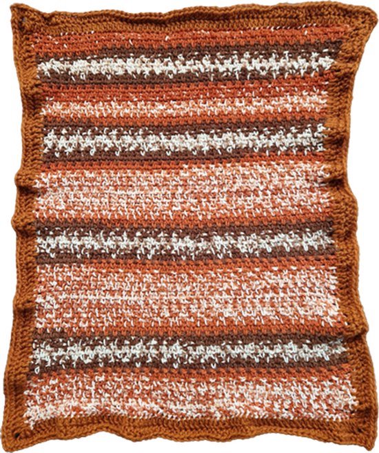 Toetie & Zo - Baby deken - Gehaakt - Bruin - Cognac - Creme - Zwart - 60x75cm