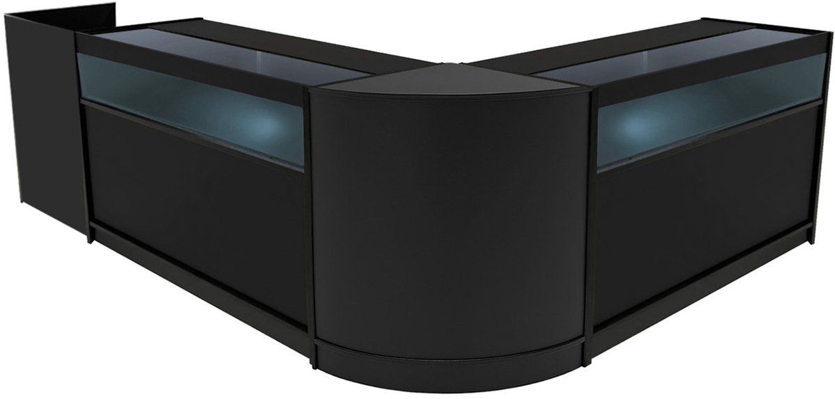 Luna led-winkeltoonbankset - zwart - 2x b1500/cm60/tb60 - mdf melamine
