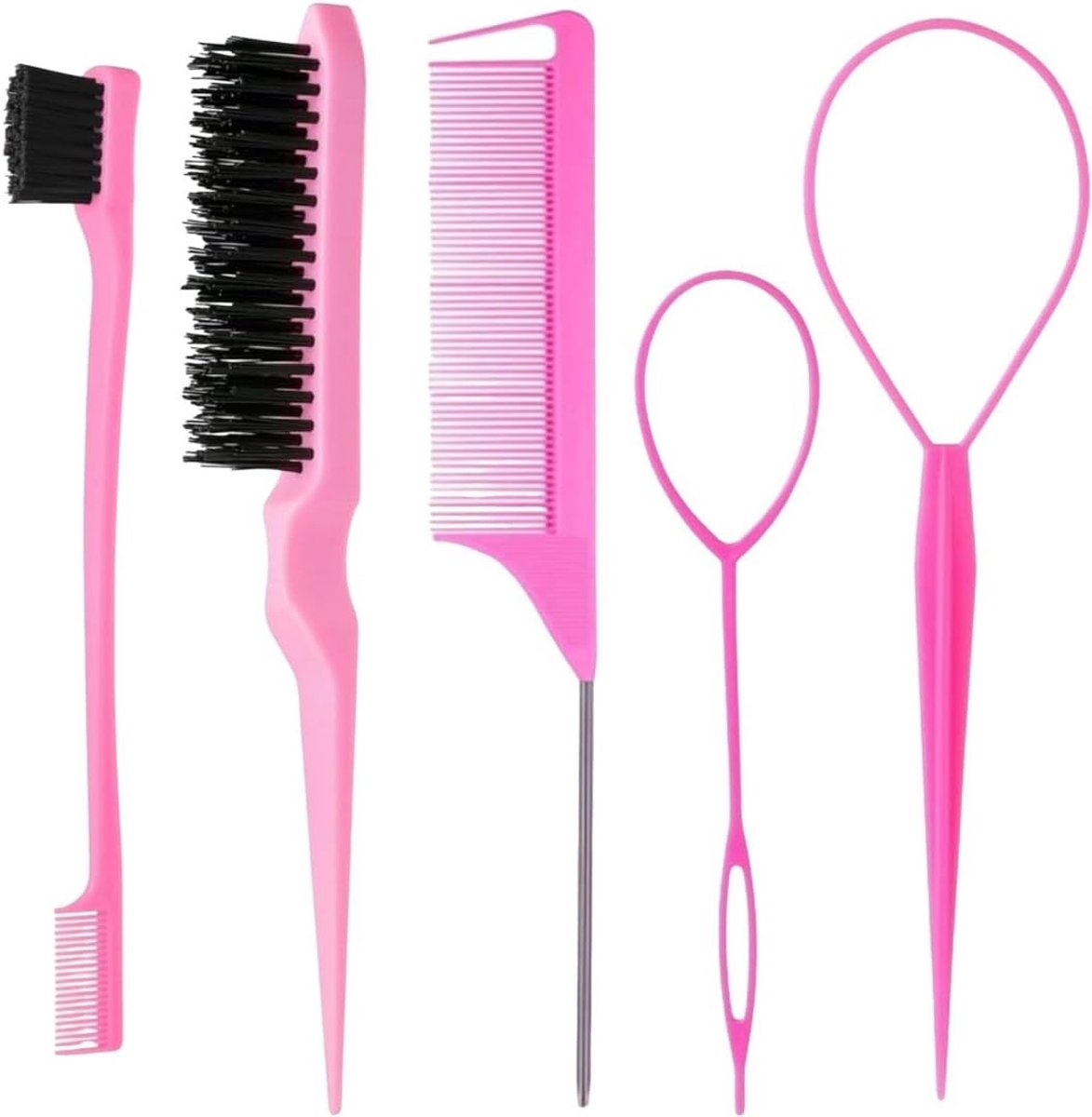 Slanke kwastenset van 5 stuks voor make-up, ideaal voor dagelijks gebruik, blending en precisie applicatie