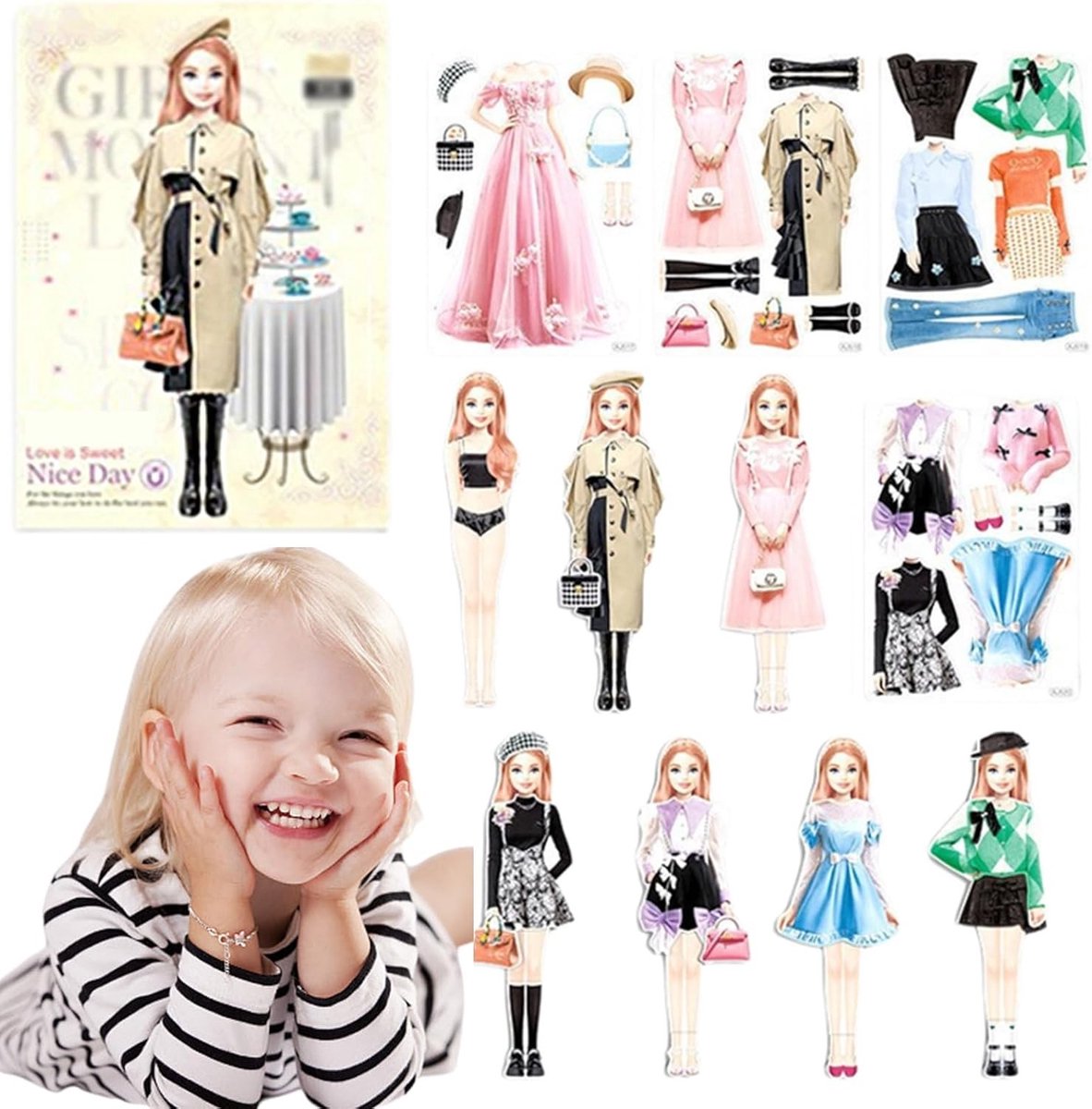 Papieren Prinses Magnetische Poppen voor Kleding en Accessoires - Reis Speelgoed voor Meisjes, Creatief Simulatiespel en Cadeau Idee