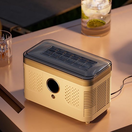 Draagbare ijsmachine - Mini-ijsmachine voor op het bureau - Mini-ijsmachine - Met display en ontdooifunctie - Maakt 12/16 ijsblokjes per keer - Geschikt voor kantoor, thuis en op de camping - Crème wit — afbeelding 2