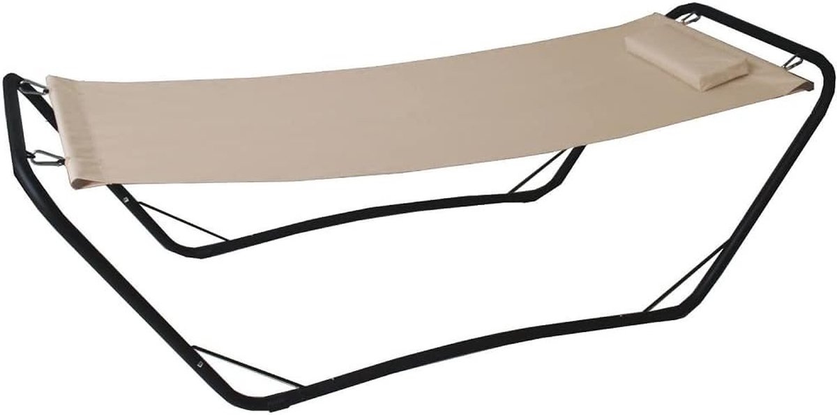 Hangmat met standaard - Buitenstoel - Ontspannen in de tuin - Staal en PVC constructie - 1 persoon - Beige