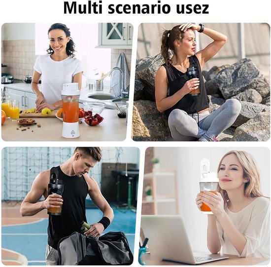 Draagbare Blender - Smoothie Maker Mini Mixer - Gezonde Dranken Maken - 6 Roestvrijstalen Messen - 700ml - Zwart — afbeelding 4