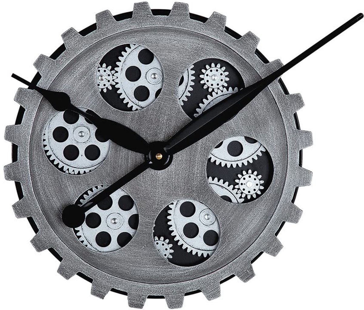 SnelShoppen - Casablanca Grote Ronde Wandklok van Metaal en Kunststof - Zilveren Klok met Diameter 30 cm voor Woonkamer, Keuken en Kantoor