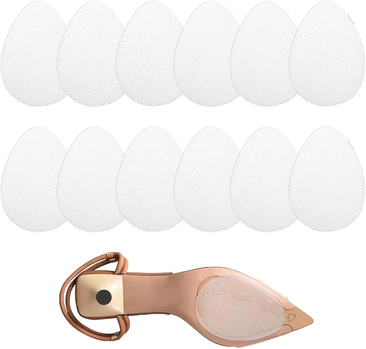 12 stuks antislip handgrepen voor schoenen, zoolbescherming, zelfklevende rubberen pads voor de hiel, stickers voor geluidsreductie, hoge hakken, 9 x 6,5 cm