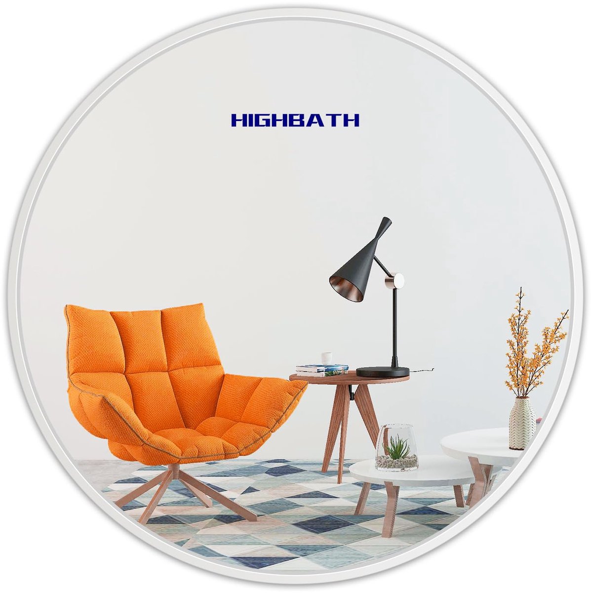 SnelShoppen - Grote Ronde Wandspiegel 80 x 80 cm Wit Metalen Frame HD Glas - Perfect voor Badkamer, Woonkamer, Slaapkamer - Decoratieve Spiegel
