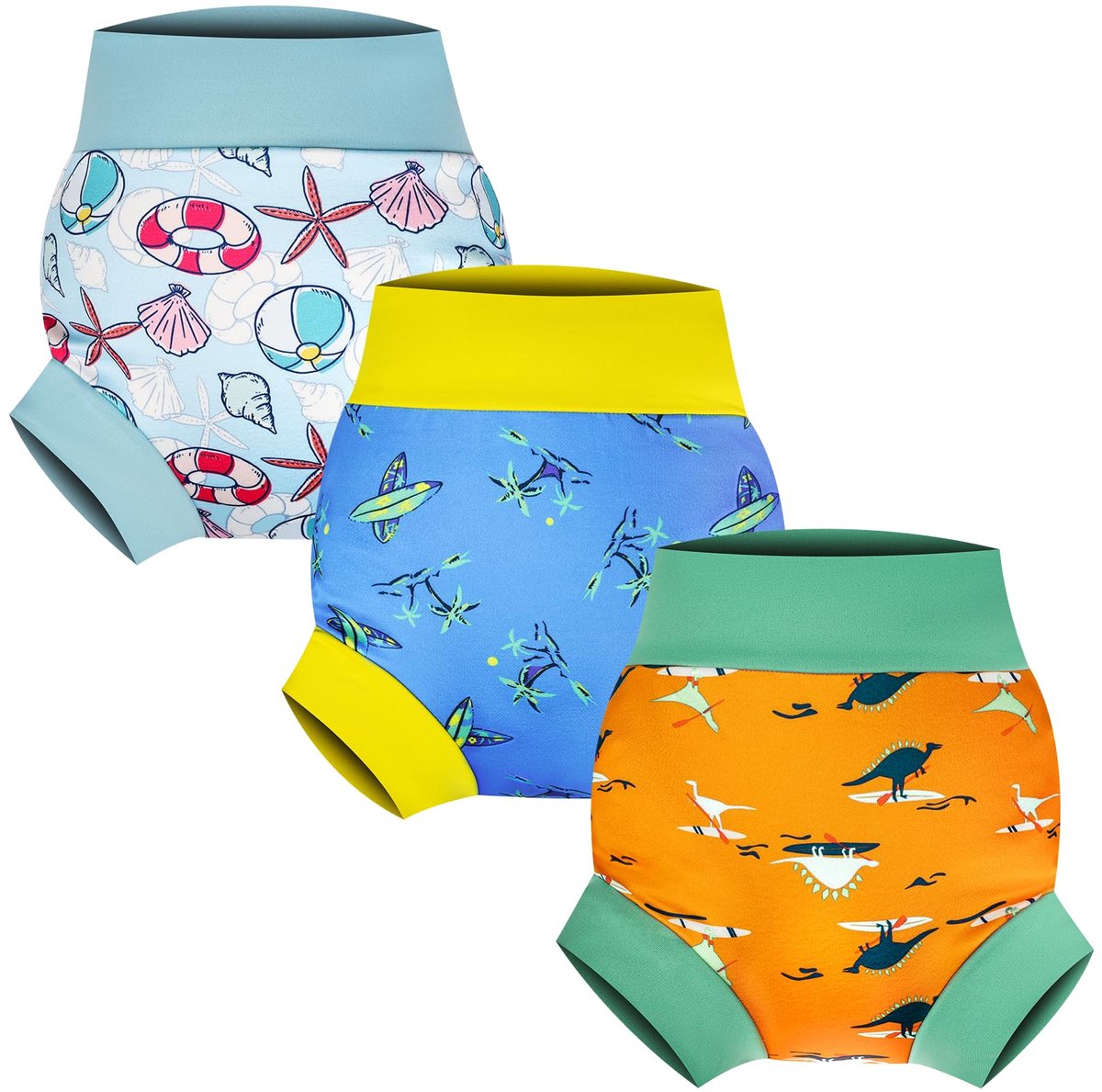 SnelShoppen - Herbruikbare zwemluiers voor kinderen, waterdicht, lekvrij, zwembroek voor jongens en meisjes, maat S/M/L, kleurrijk, perfect voor zwemb
