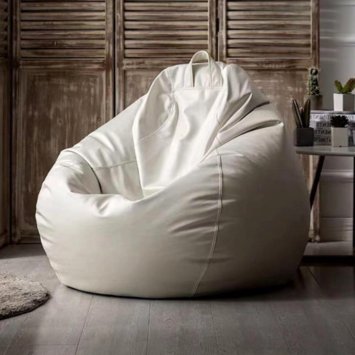 Kunstlederen Zitzakhoes - Poefhoes Waterdicht - Ontspannen Lounge - Slijtvast Ademend - 135CM - Wit