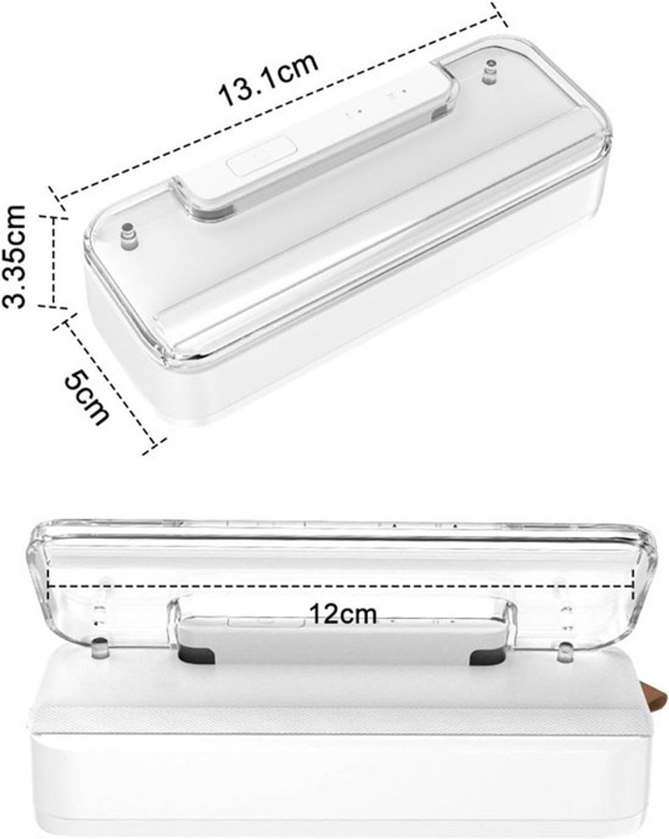 Zwarte mini-sealmachine, elektrische voedselsealmachine, USB-oplaadbare batterij, bediening met één hand, compact en draagbaar, geschikt voor snacks en andere voedingsmiddelen.