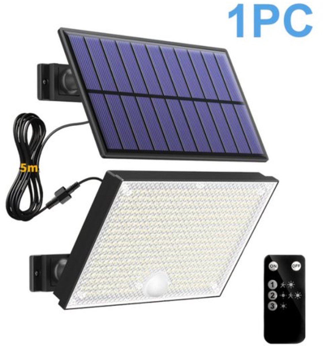 Waterdichte solar schijnwerper, buitenlamp op zonne-energie, buitenlamp met afstandsbediening, geschikt voor tuinen, garages, terrassen en looppaden.
