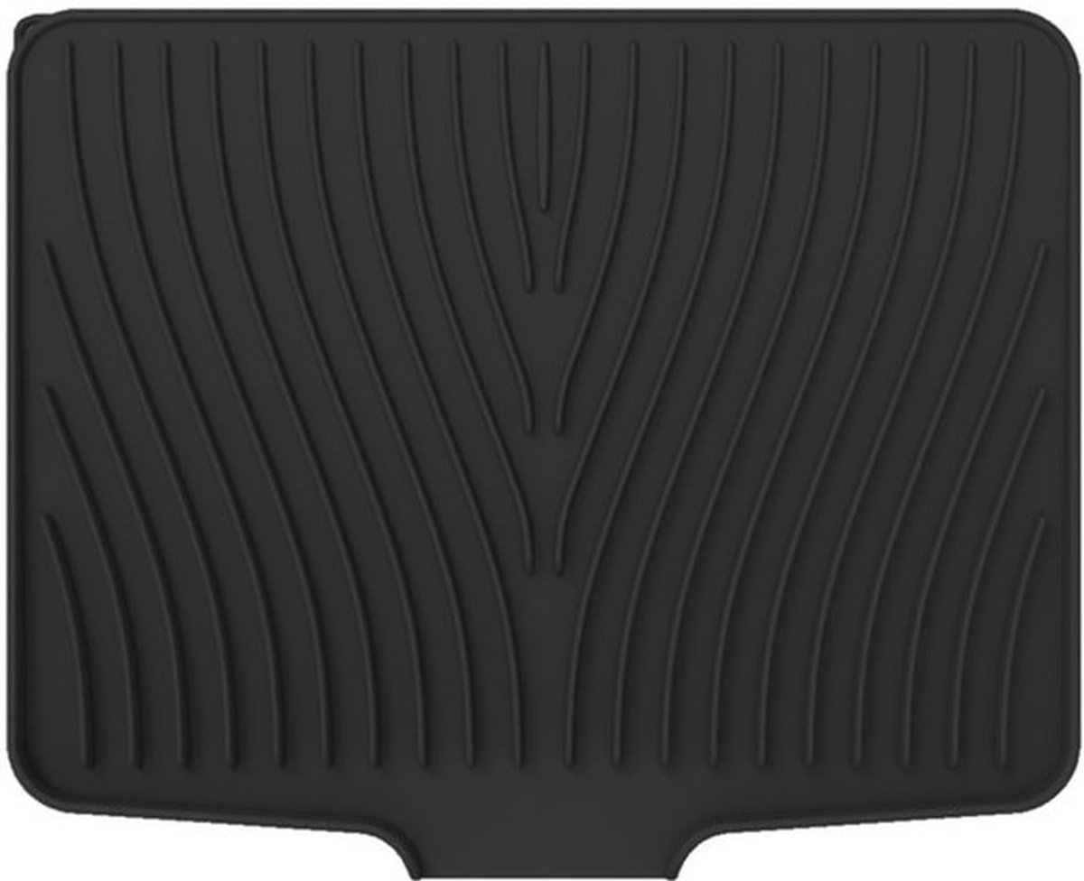 40x33 cm siliconen afdruipmat, keukentafel siliconen afdruipmat, afdruipmat met ingebouwde afvoergaatjes, antislip afdruipmat, hittebestendige afdruipmat - zwart