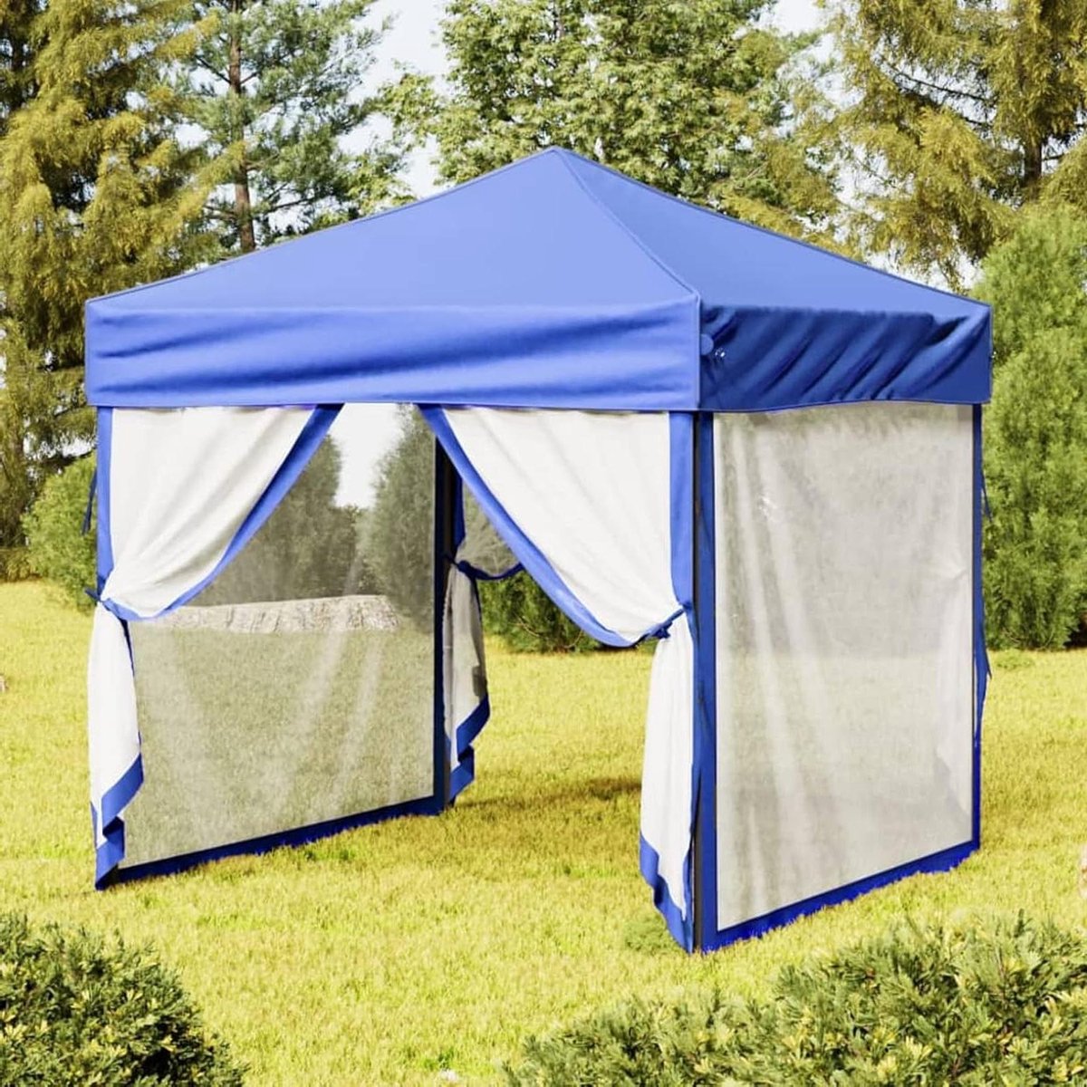 Opvouwbare Partytent - Vouwpaviljoen Tuintent - Feest Buiten - Met Zijwanden - 2 x 2 m - Blauw