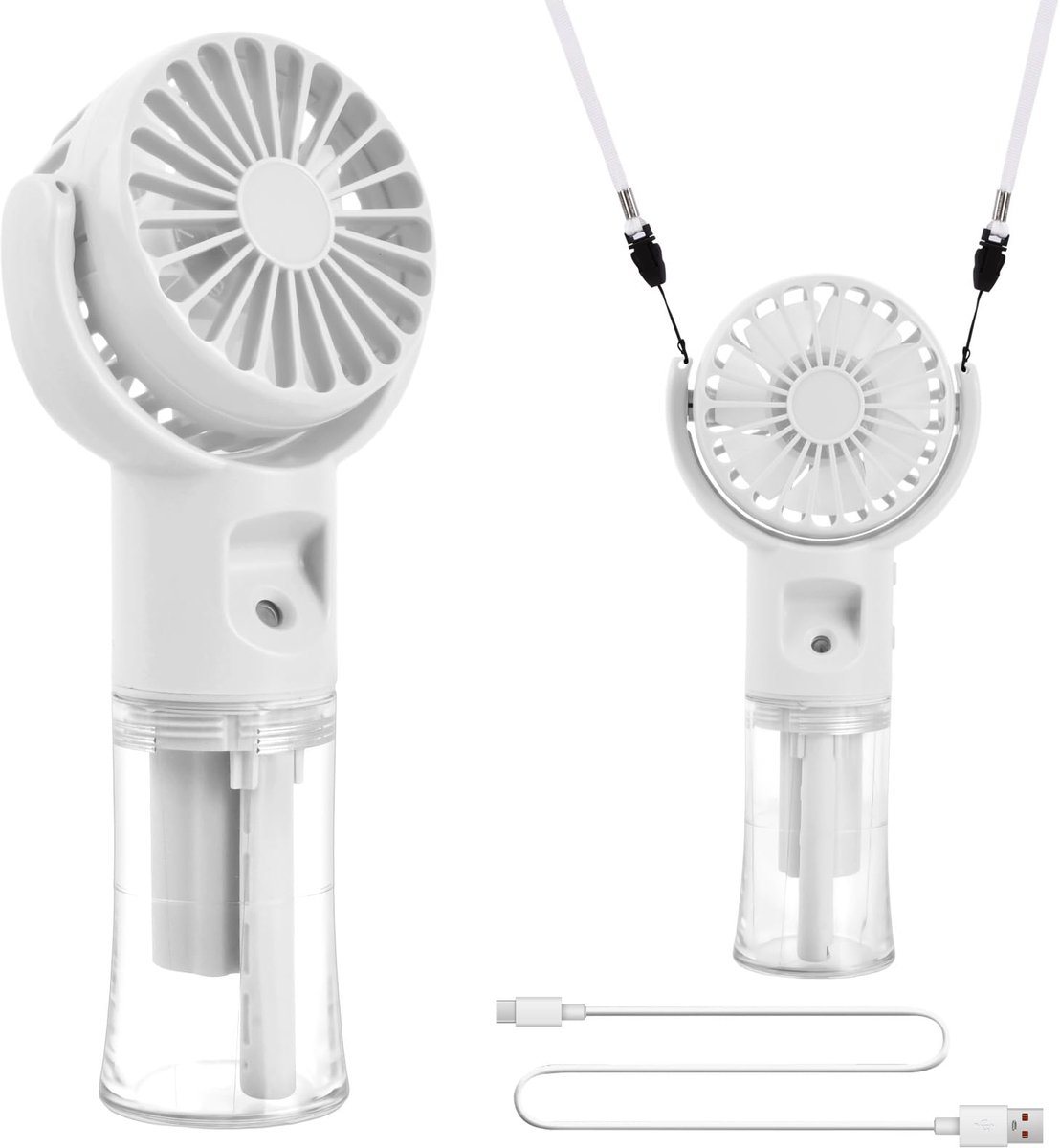 SnelShoppen - Handventilator Mini Ventilator USB Oplaadbaar 4 Windsnelheden Draagbare Watersproeinevel 20 ml 4-12 Uur Looptijd Voor Reizen Thuiskantoo